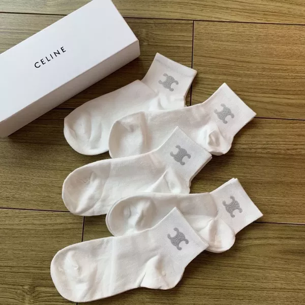 셀린느 실버 로고 포인트 코튼 삭스