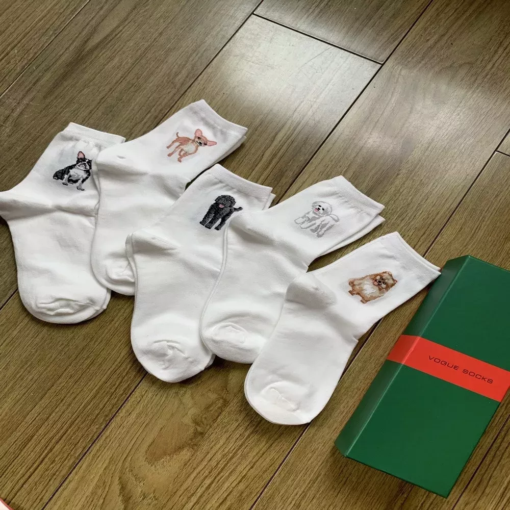 노브랜드 귀여운 강아지 포인트 중목 코튼 삭스
