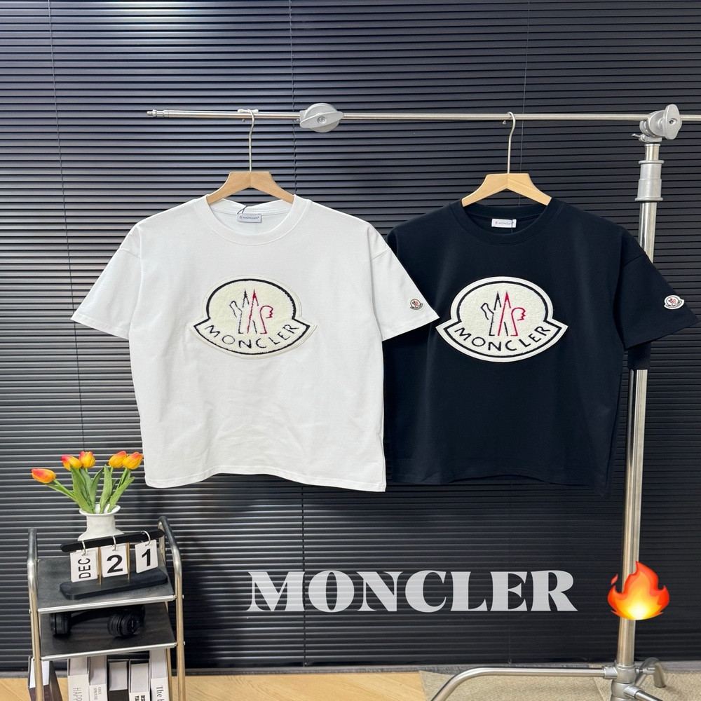 몽클레어 타월 로고 오버핏 라운드 반팔 상의