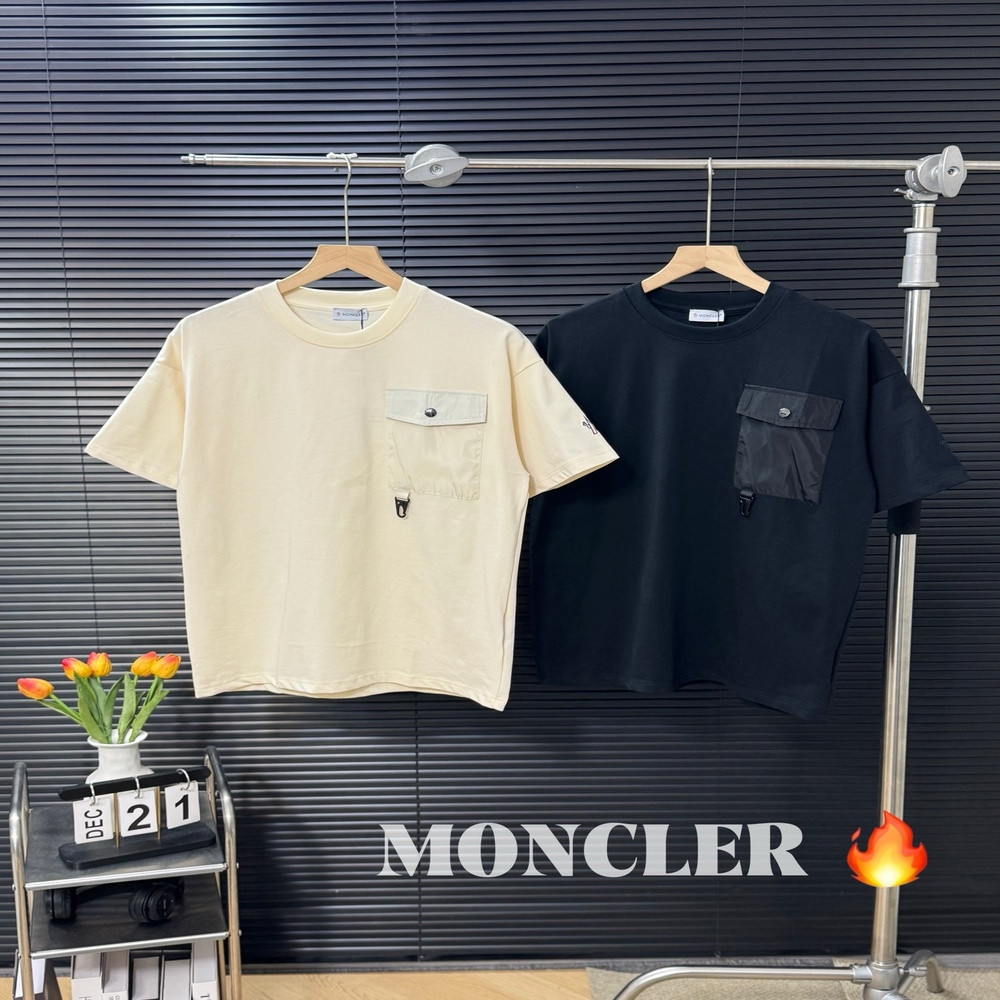 몽클레어 포켓 포인트 오버핏 코튼 반팔 상의