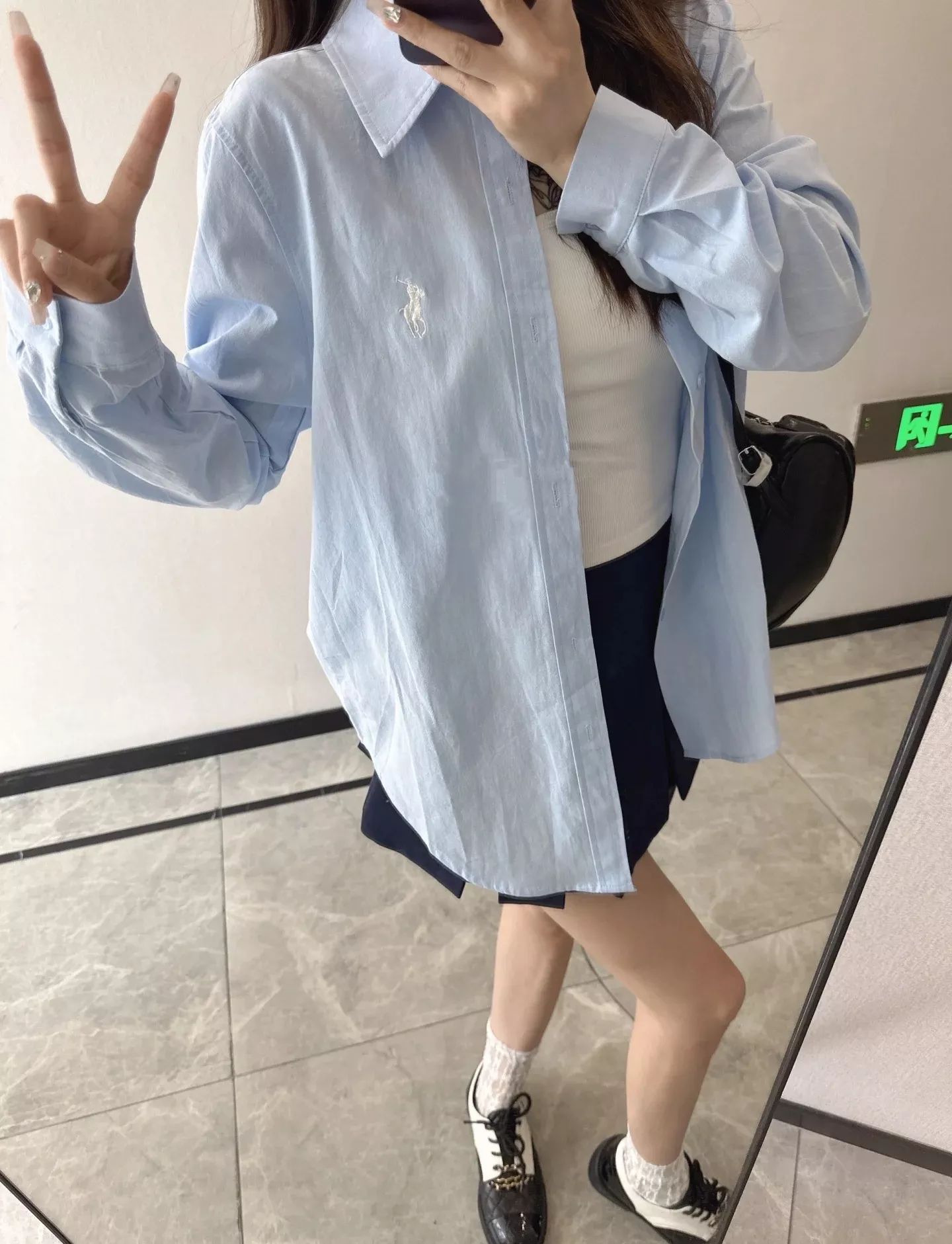 랄프로렌 폴로 자수 포인트 워터블루 버튼 셔츠 상세 이미지 13