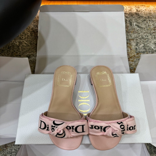 디올 3D 자수 포인트 여성 오픈토 슬리퍼