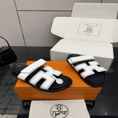에르메스 투톤 레더 비치 슬라이드