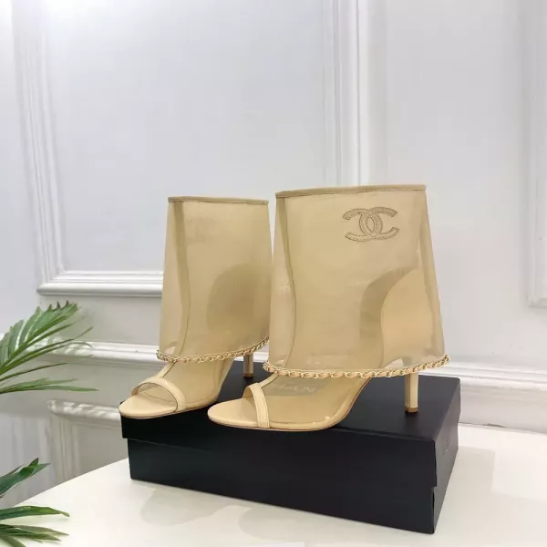 샤넬 더블씨 메쉬 체인 하이힐 부츠