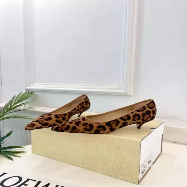 더로우 레오파드 포인트 캣힐 슈즈