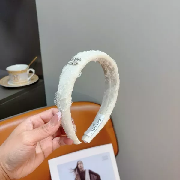 샤넬 더블씨 로고 레이스 머리띠
