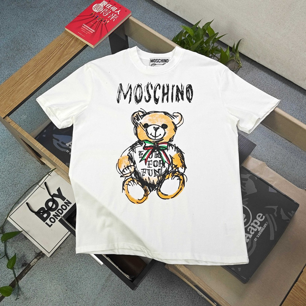 모스키노 테디베어 로고 프린트 반팔 상의