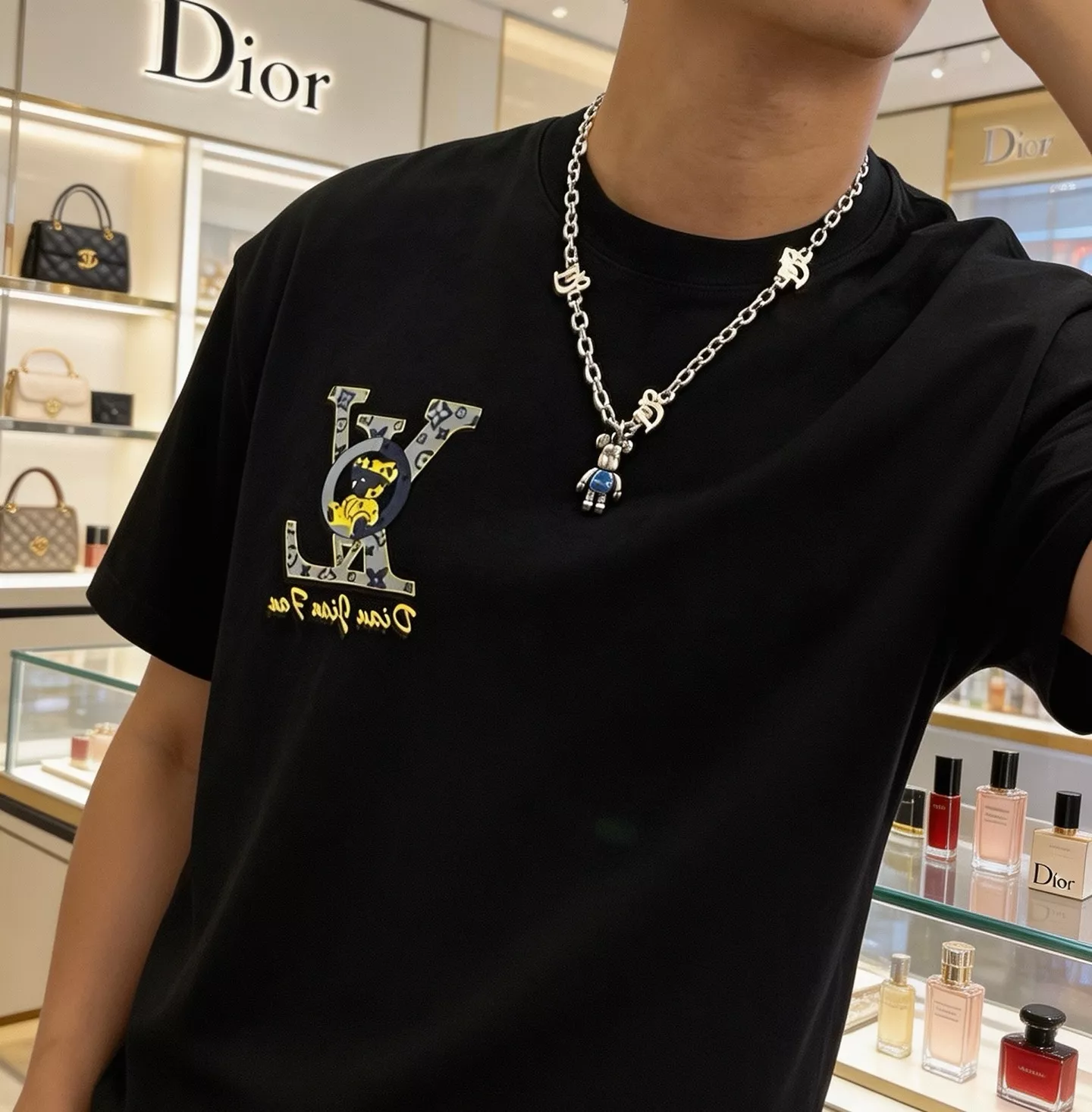 디올 빈티지 실버 체인 네크리스 상세 이미지 4