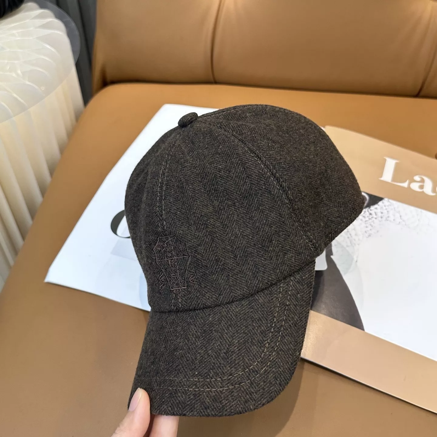 브루넬로쿠치넬리 헤링본 패턴 베이스볼 캡 상세 이미지 3