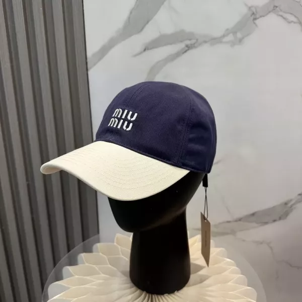 미우미우 배색 자수 야구모자