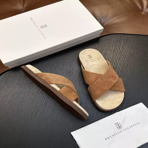 브루넬로쿠치넬리 스웨이드 어반 캐주얼 슬라이드