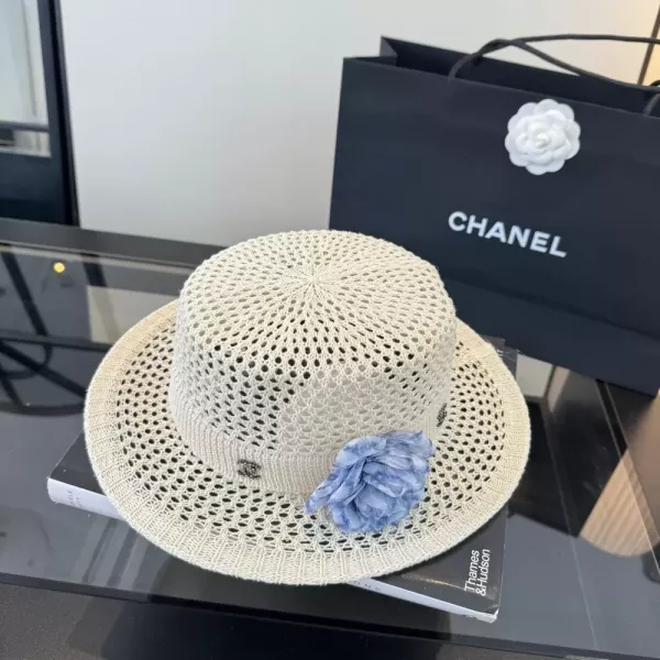 샤넬 니트 짜임 장식 모자