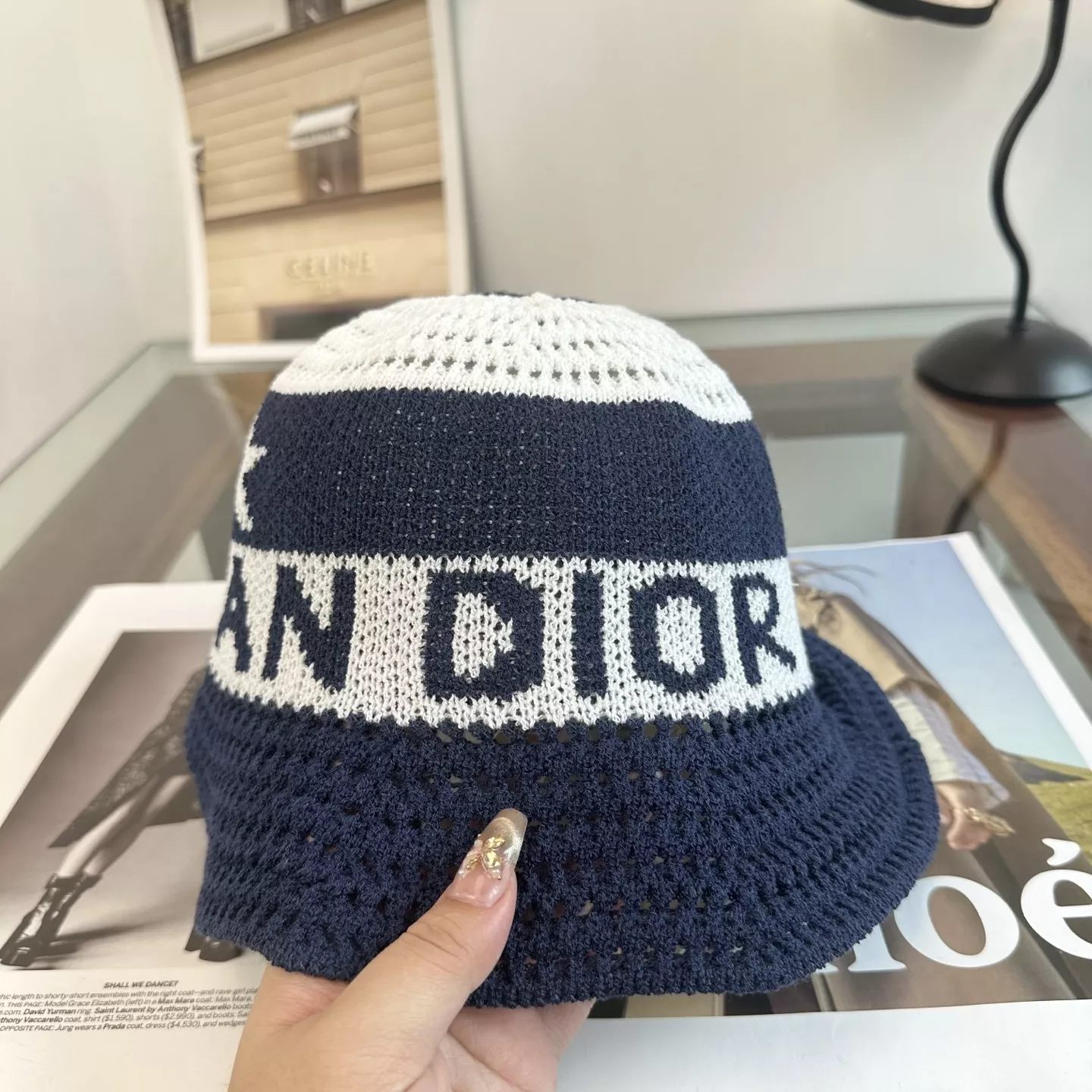 디올 로고 포인트 니트 모자 상세 이미지 3