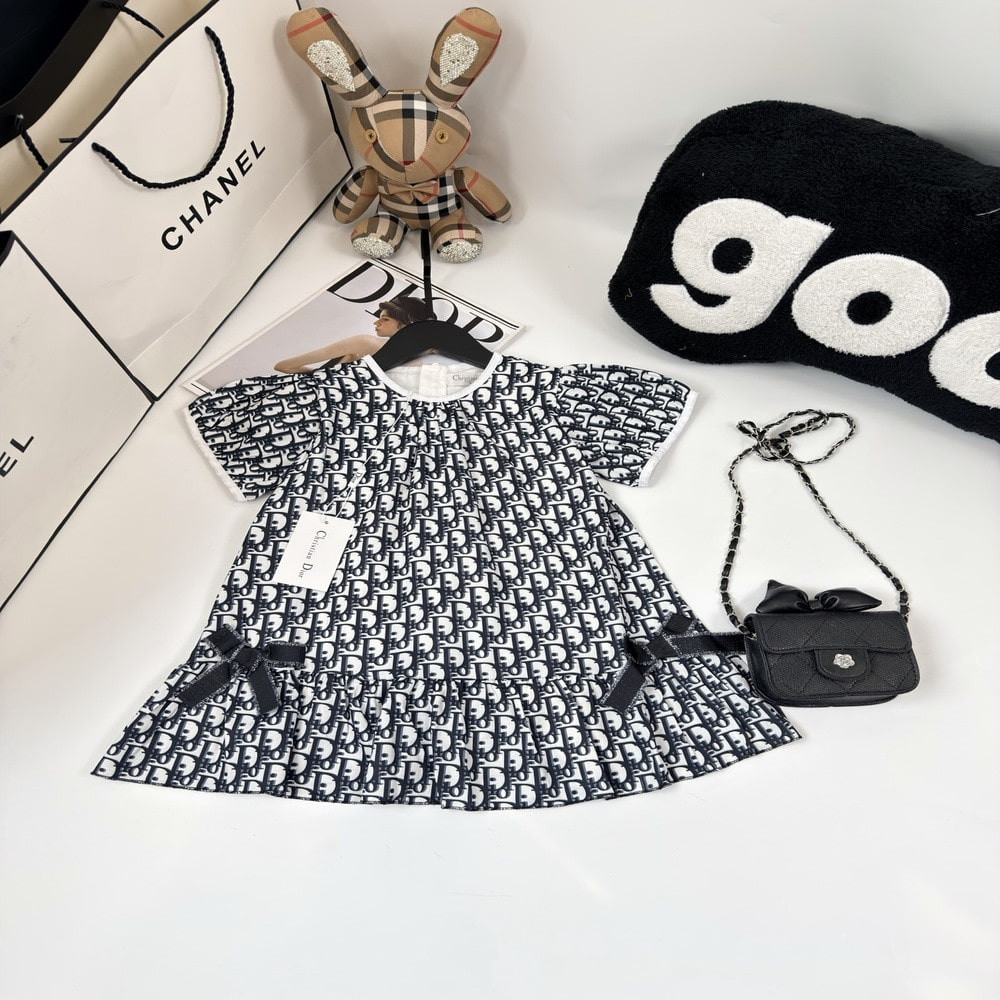 디올 여아 디지털 프린트 반소매 드레스