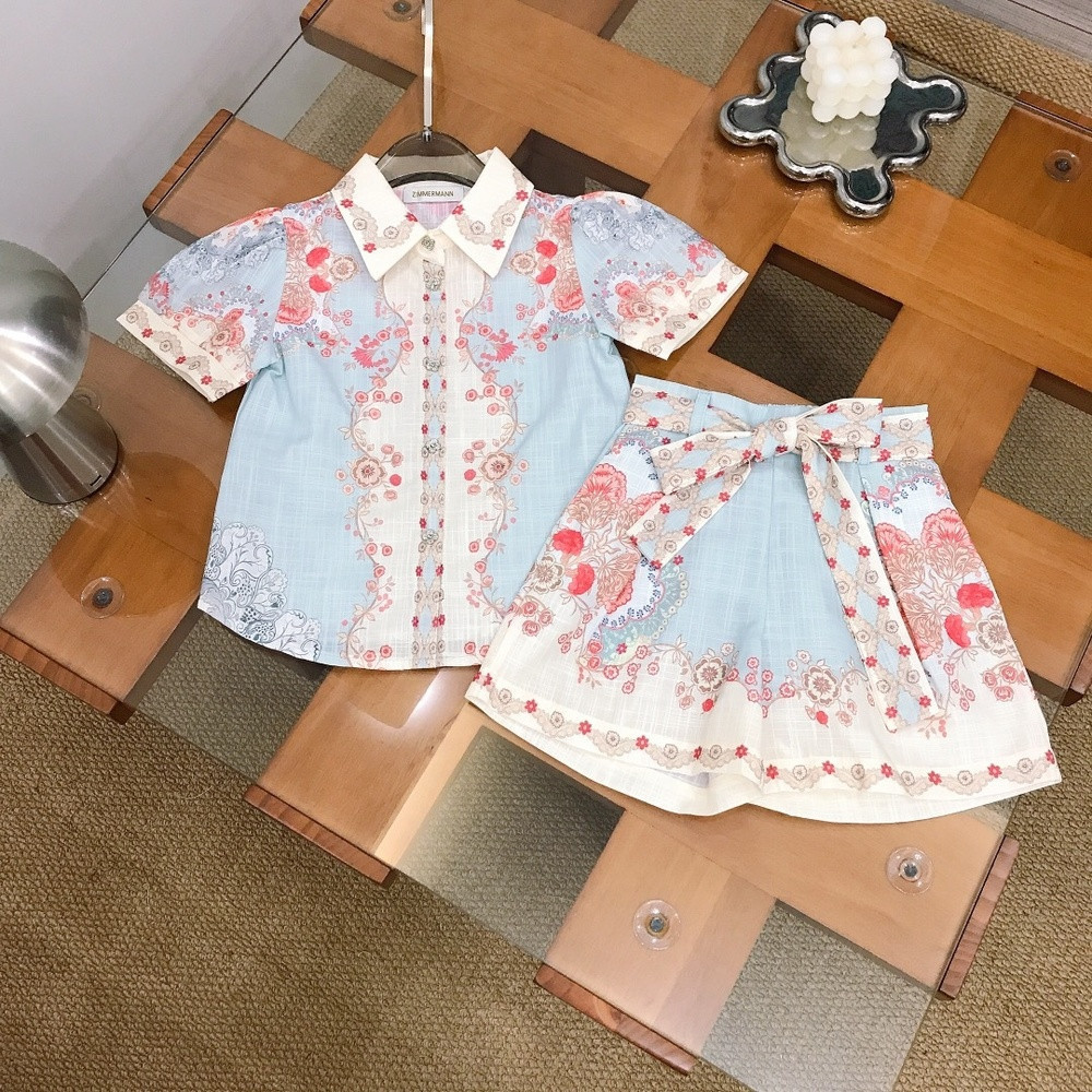 짐머만 플라워 프린트 카라 상하의