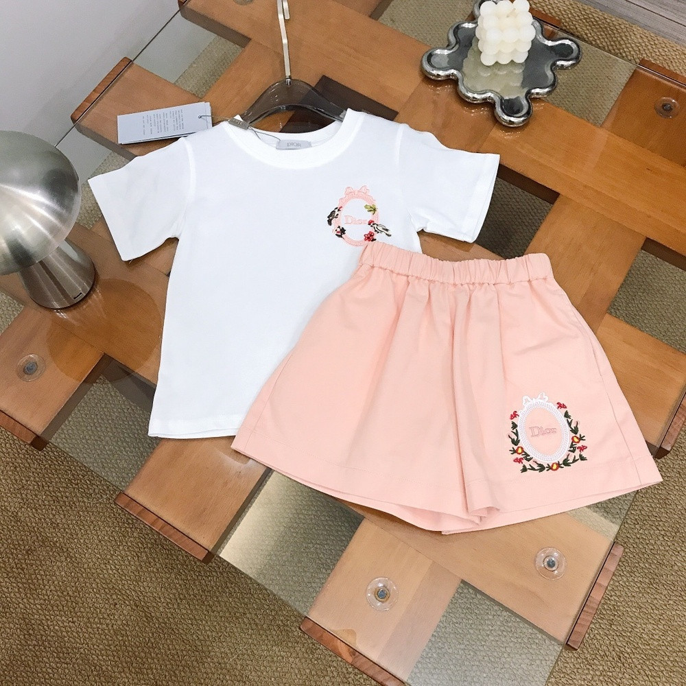 디올 코튼 자수 반팔 상하복