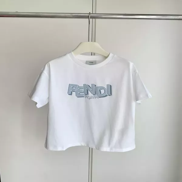 펜디 로고 프린트 코튼 반팔 상의