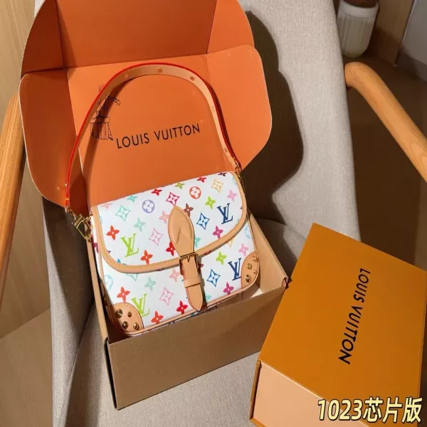 루이비통 무라카미 다카시 협업 화이트 멀티 컬러 숄더백