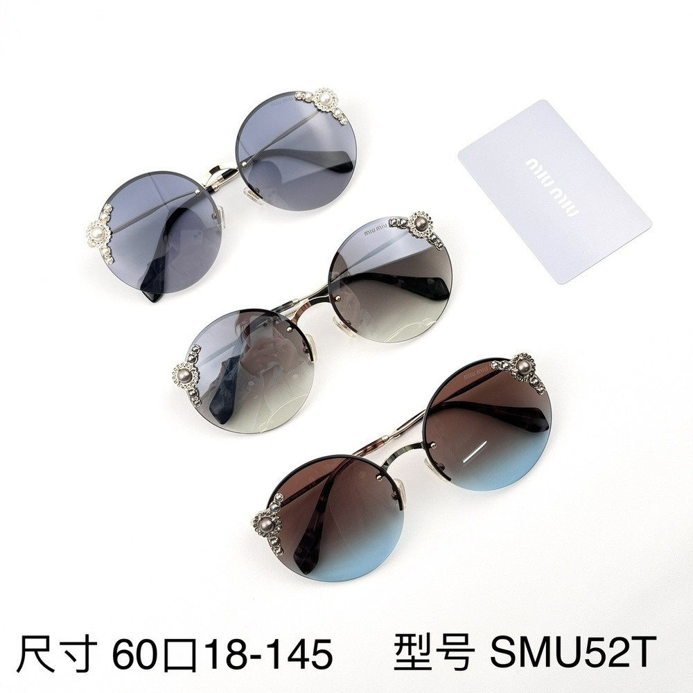 미우미우 진주 장식 원형 선글라스