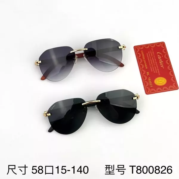 까르띠에 파일럿 무드 우드 템플 선글라스