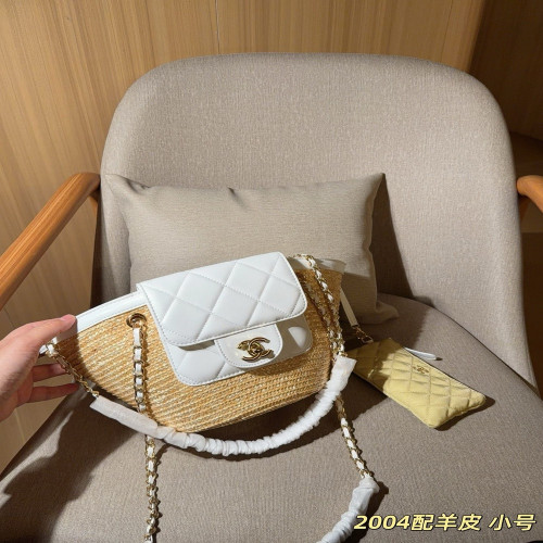 샤넬 라피아 짜임 비치 바스켓 백