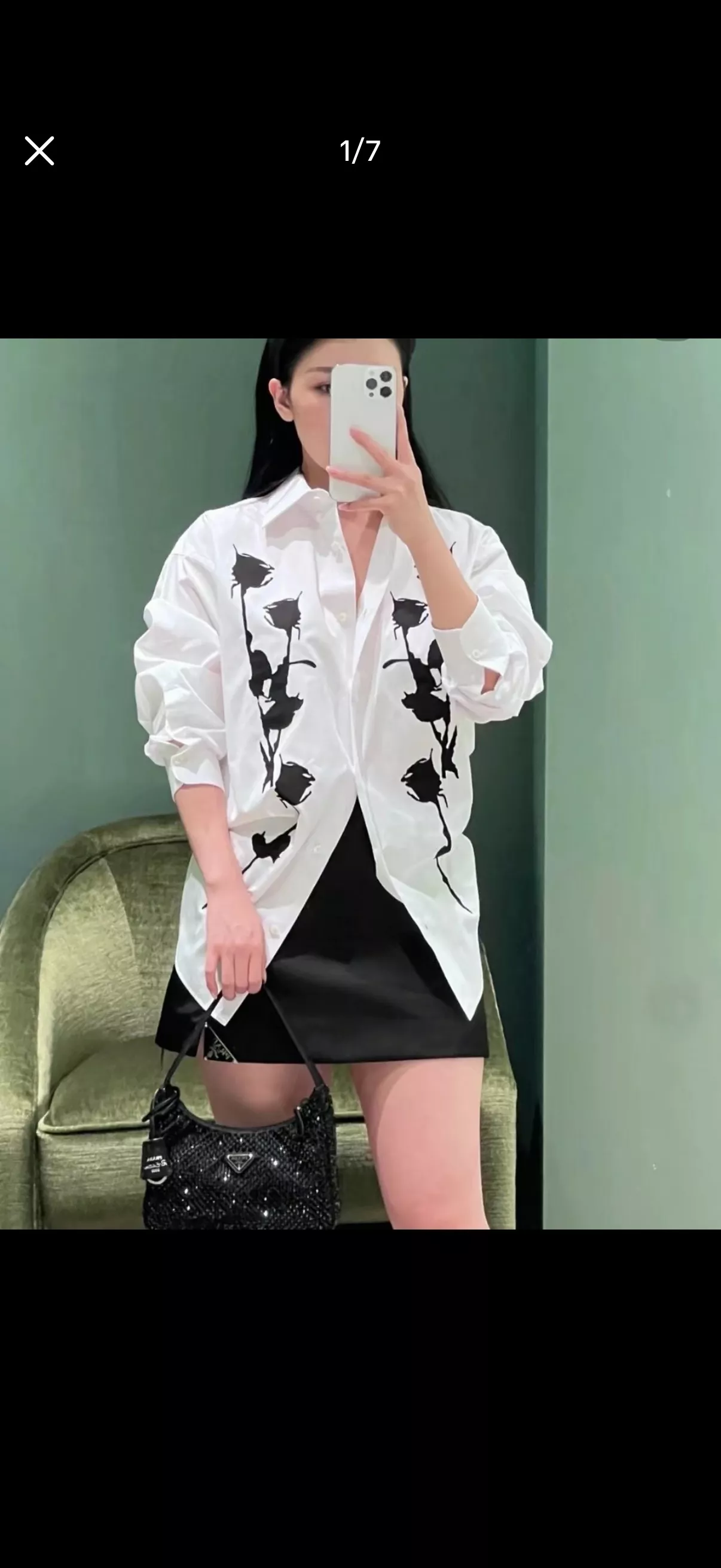 프라다 나일론 방수 원단 큐빅 장식 숄더백 상세 이미지 26