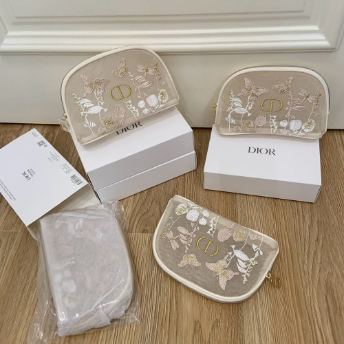 디올 자수 나비 조개형 메이크업 수납백