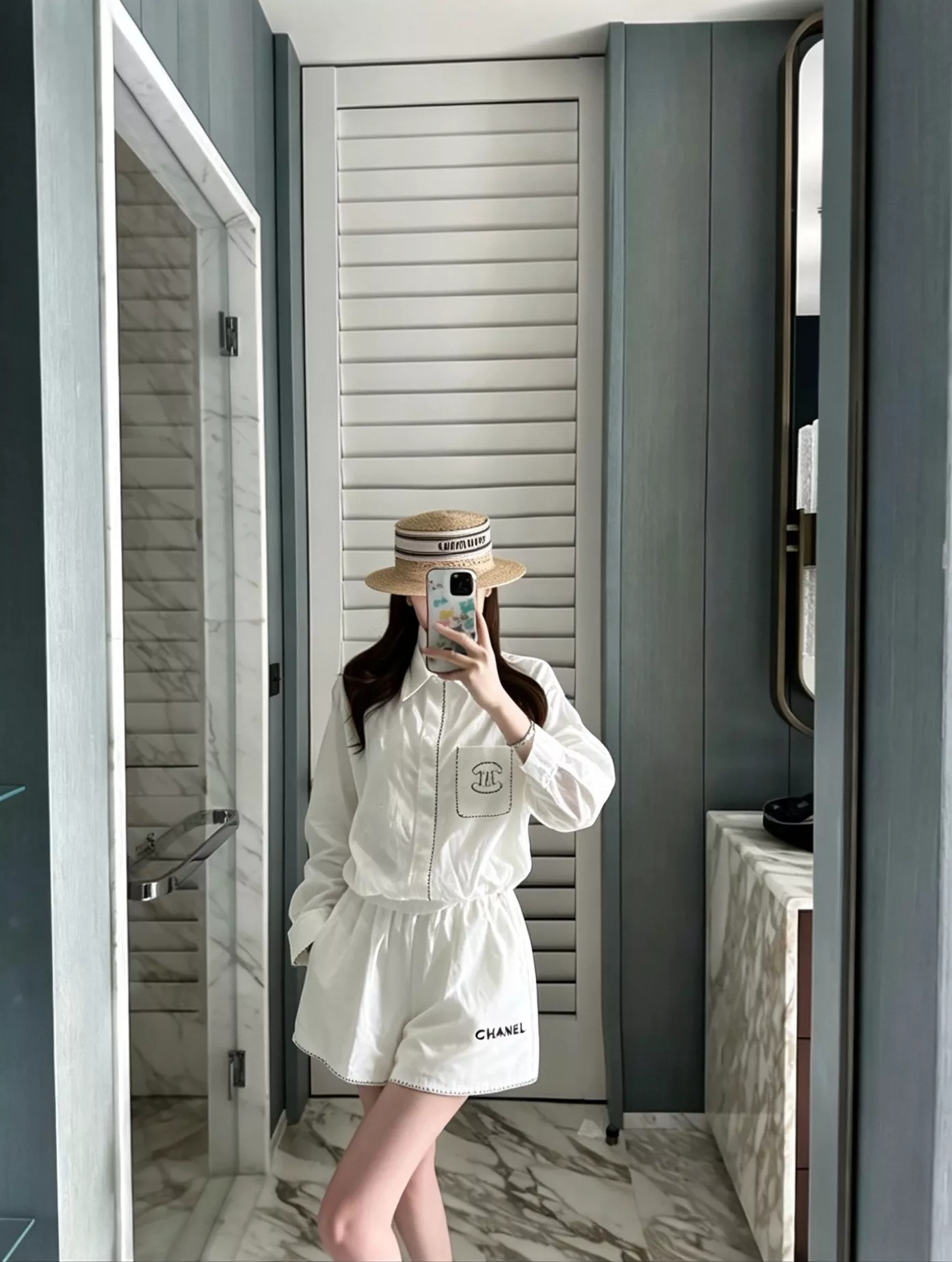 샤넬 자수 포인트 릴렉스 셔츠와 쇼츠 구성 상세 이미지 33