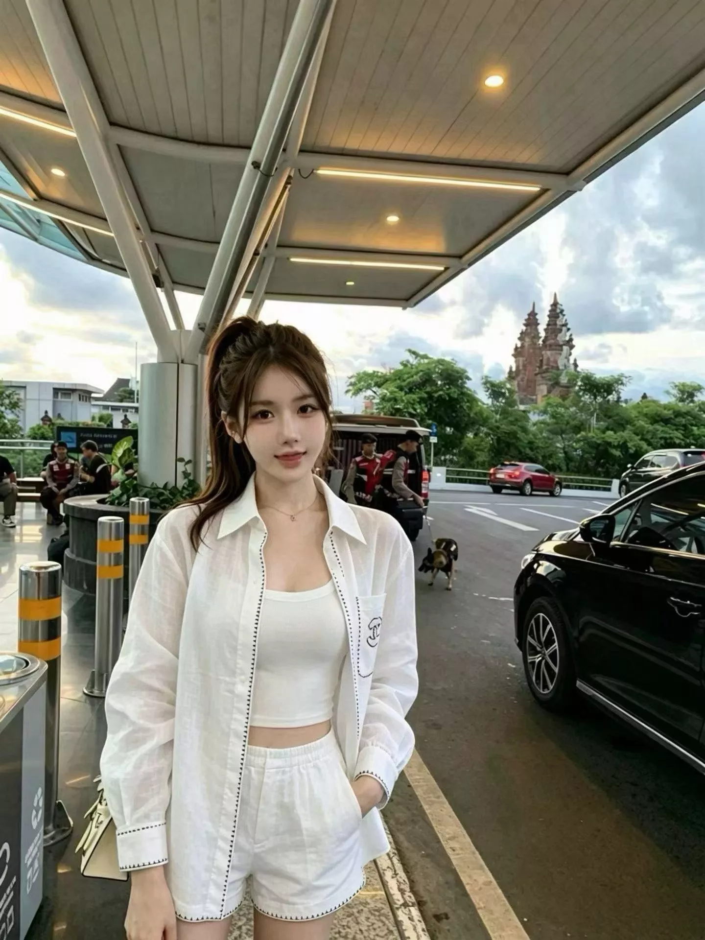 샤넬 자수 포인트 릴렉스 셔츠와 쇼츠 구성 상세 이미지 9