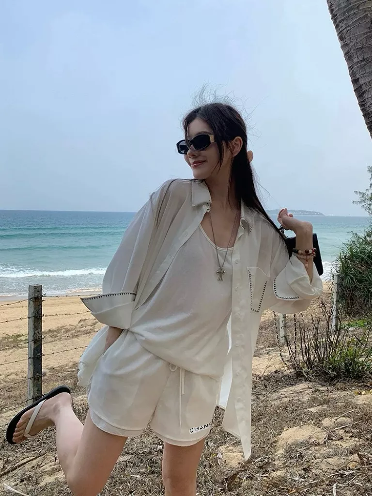 샤넬 자수 포인트 릴렉스 셔츠와 쇼츠 구성 상세 이미지 30