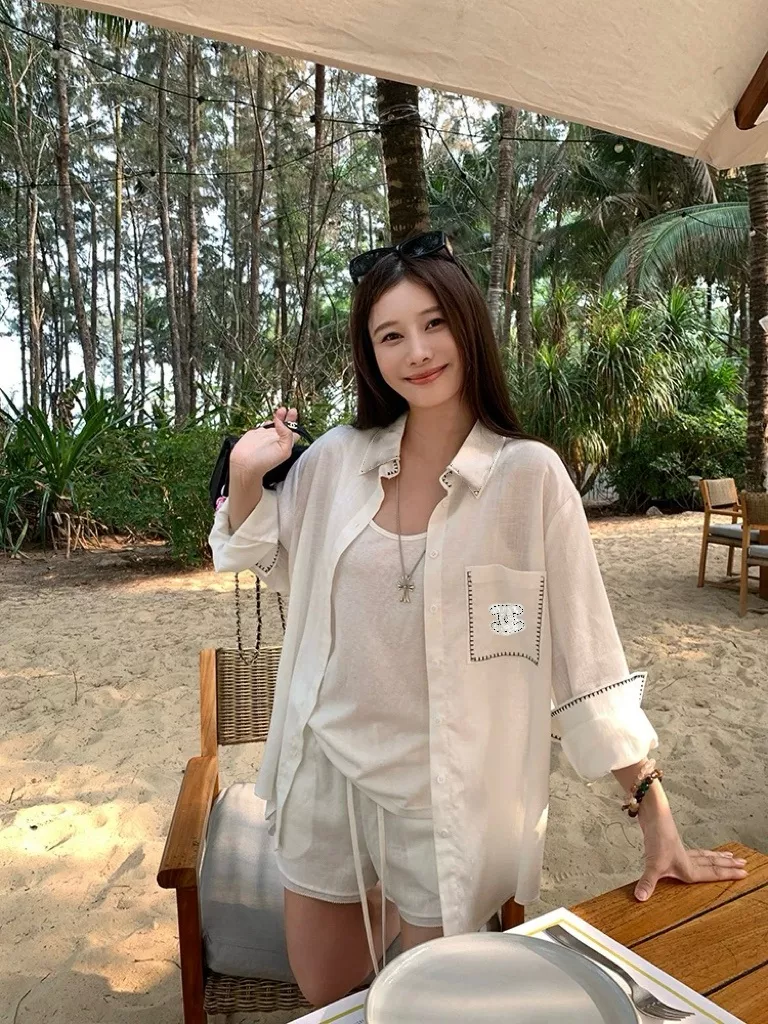 샤넬 자수 포인트 릴렉스 셔츠와 쇼츠 구성 상세 이미지 29