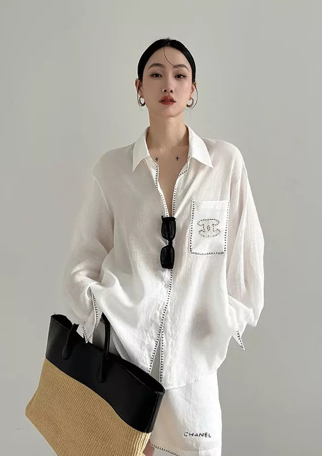 샤넬 자수 포인트 릴렉스 셔츠와 쇼츠 구성 상세 이미지 25