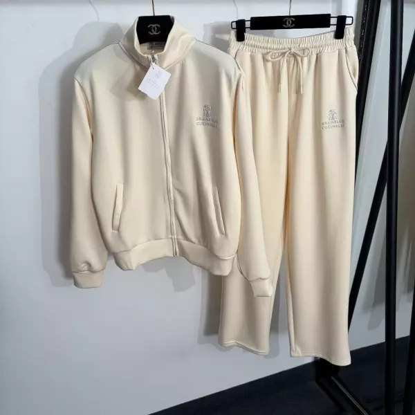 브루넬로쿠치넬리 로고 자수 집업 트레이닝 세트