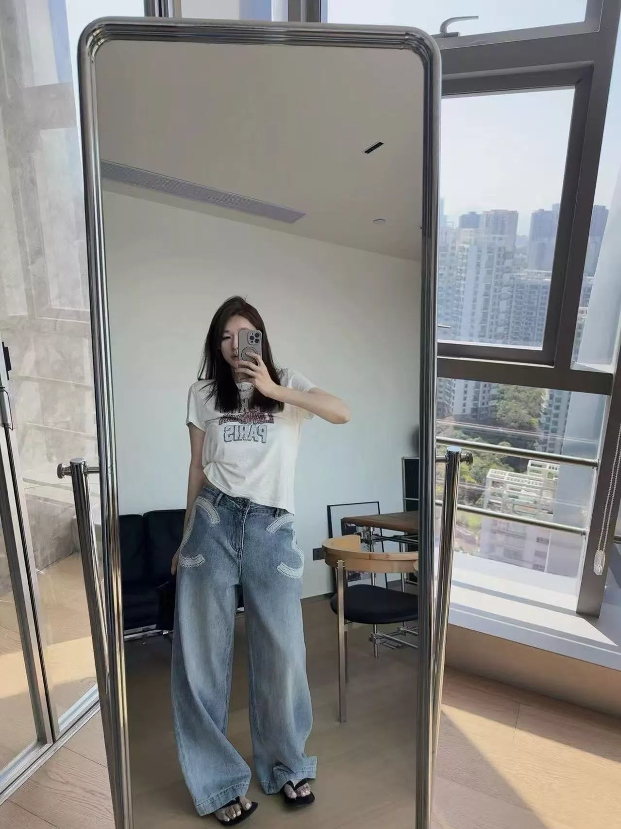 샤넬 더블 씨 레이스 자수 포켓 데님 팬츠 상세 이미지 13