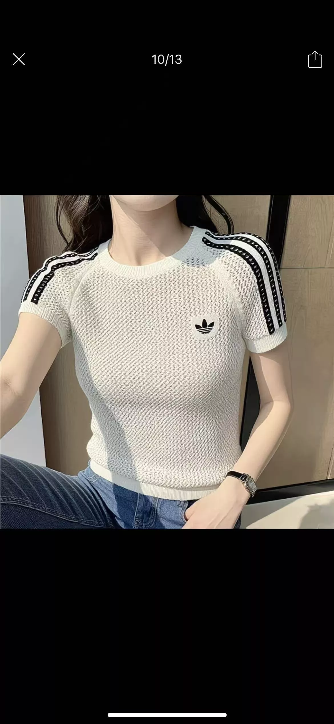 아디다스 메쉬 짜임 크롭 반팔 상의 상세 이미지 15