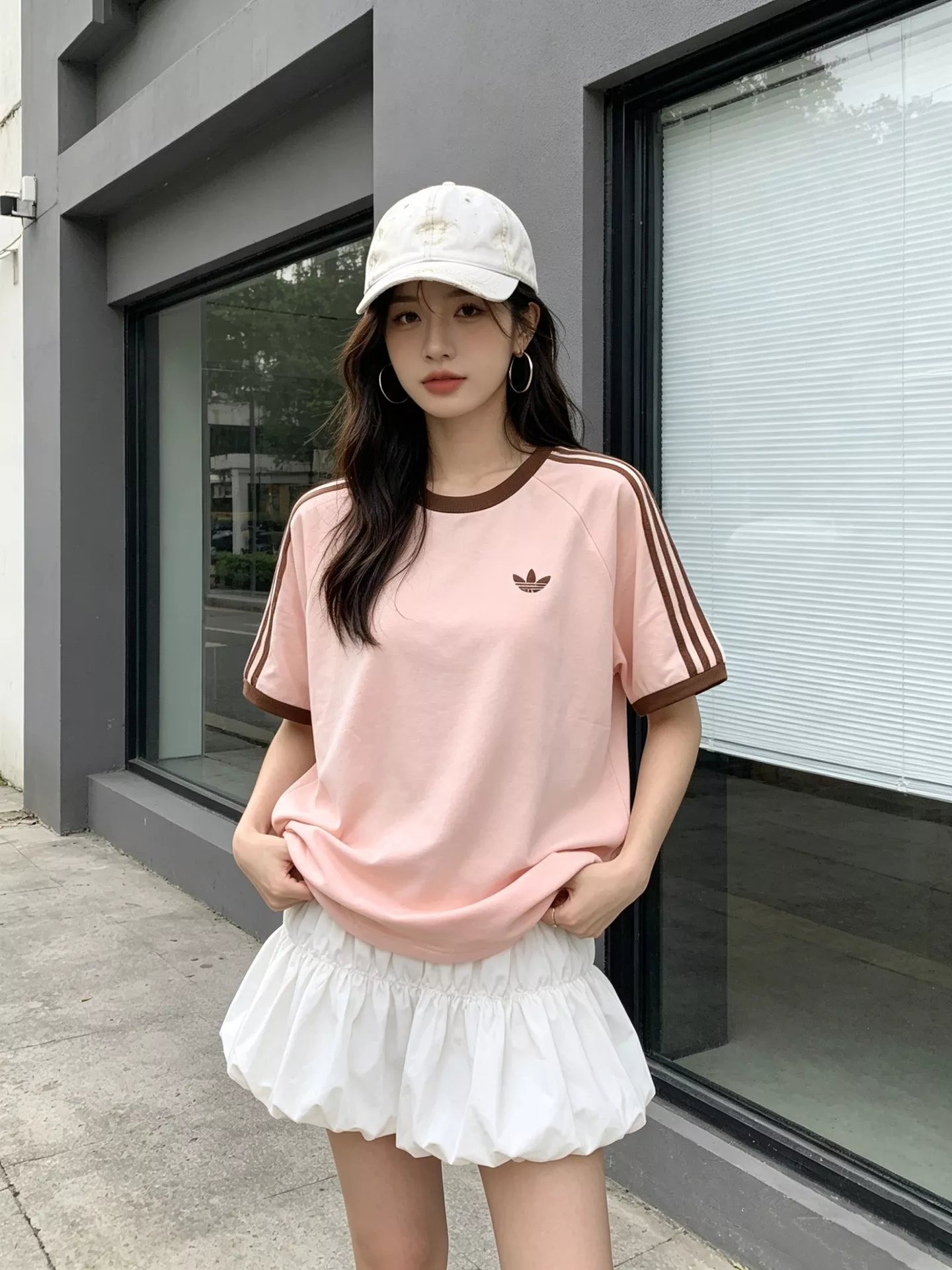 아디다스 삼선 배색 포인트 코튼 반팔 탑 상세 이미지 12