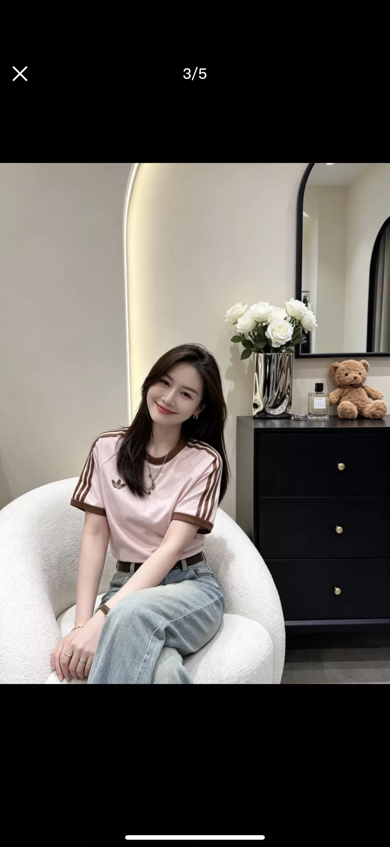 아디다스 삼선 배색 포인트 코튼 반팔 탑 상세 이미지 17