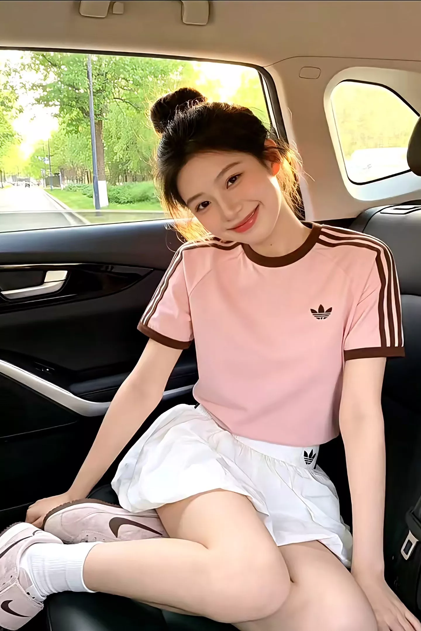 아디다스 삼선 배색 포인트 코튼 반팔 탑 상세 이미지 11