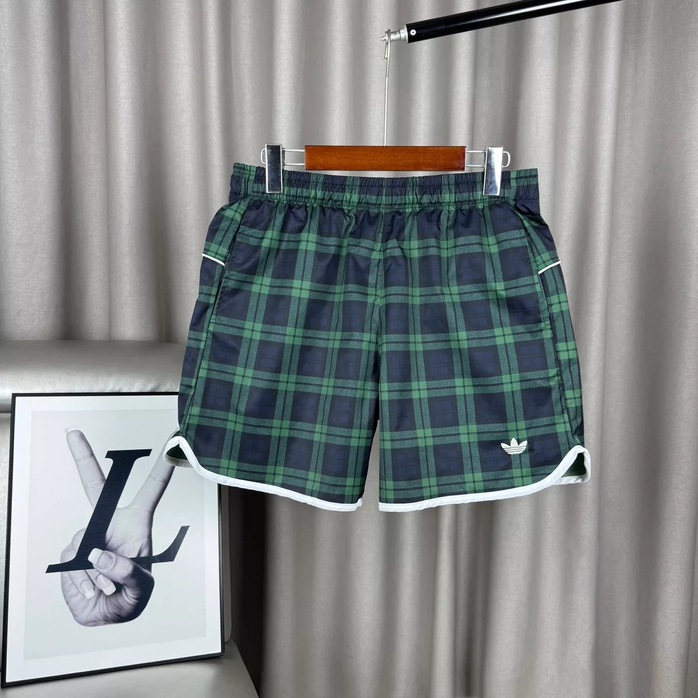 아디다스 복고 체크 밴딩 스트링 쇼츠 상세 이미지 1