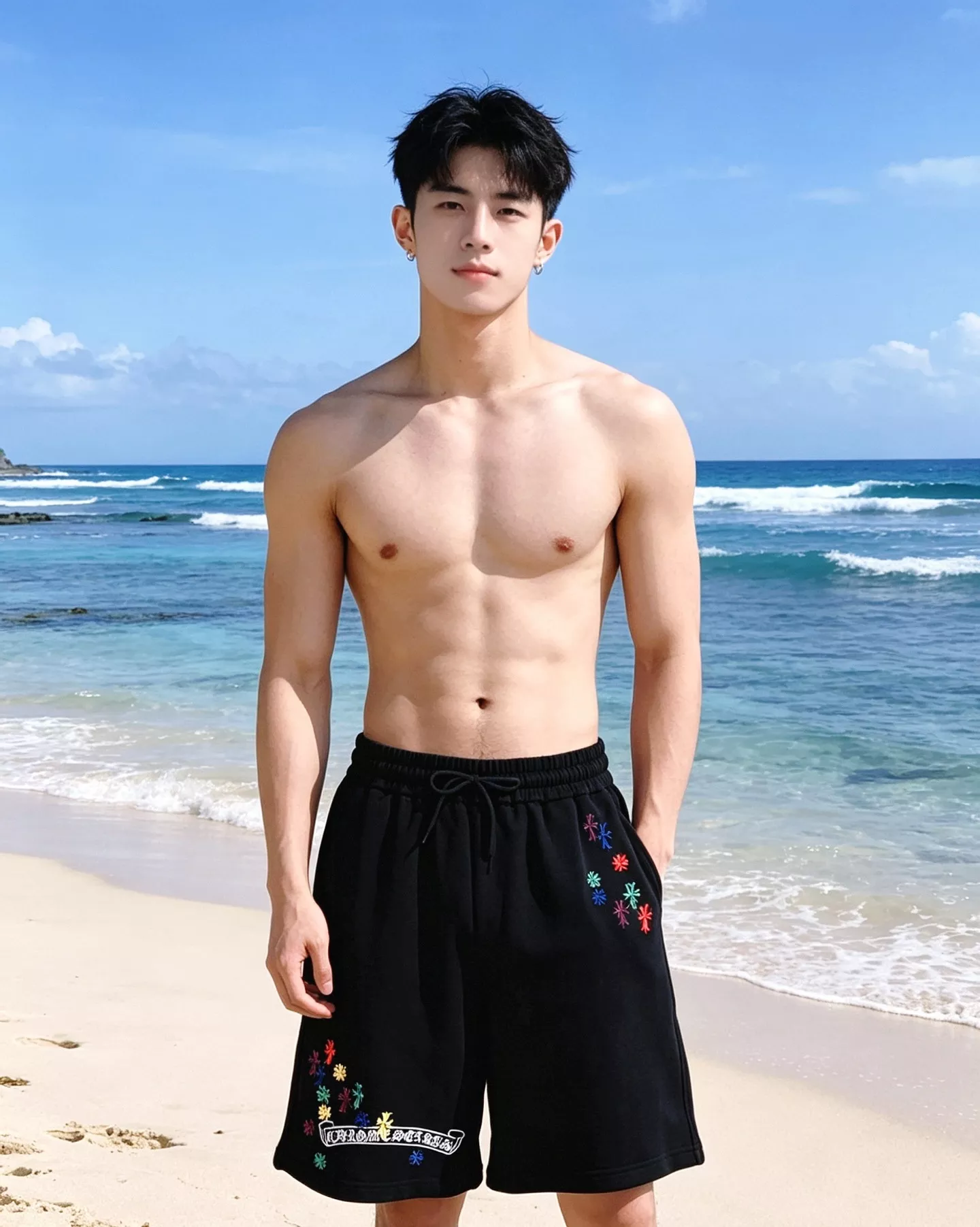 크롬하츠 자수 플라워 포켓 쇼츠 상세 이미지 14