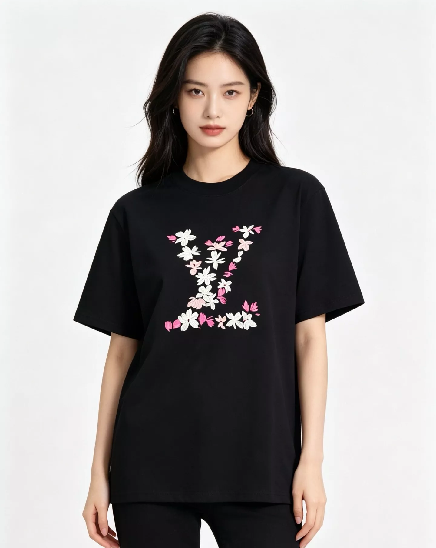 루이비통 체리 블라썸 자수 로고 반팔 탑 상세 이미지 12