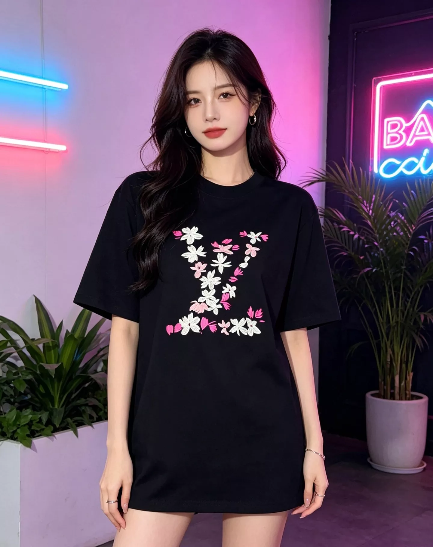 루이비통 체리 블라썸 자수 로고 반팔 탑 상세 이미지 13