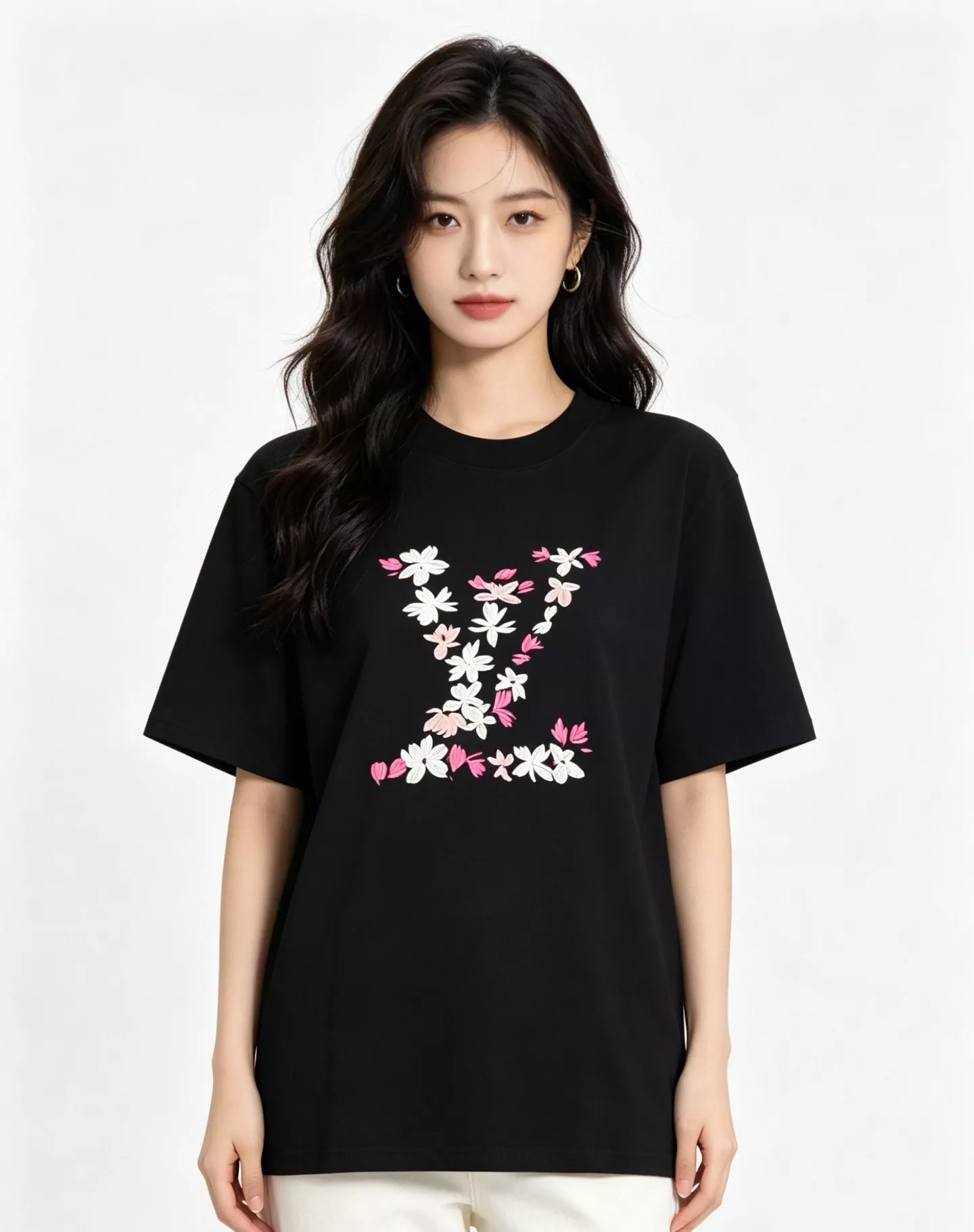 루이비통 체리 블라썸 자수 로고 반팔 탑 상세 이미지 15