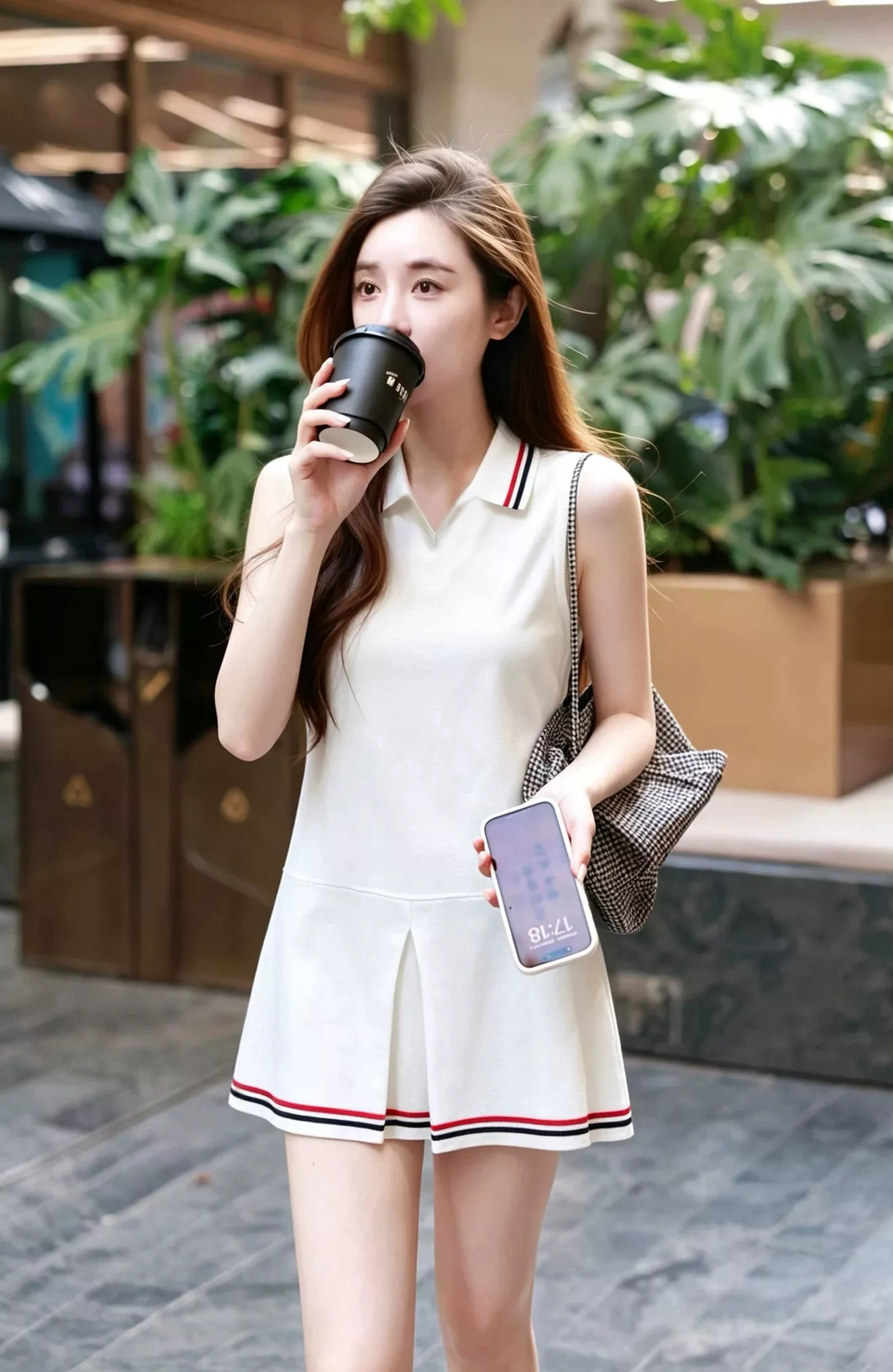 톰브라운 배색 카라 민소매 테니스 드레스 상세 이미지 30
