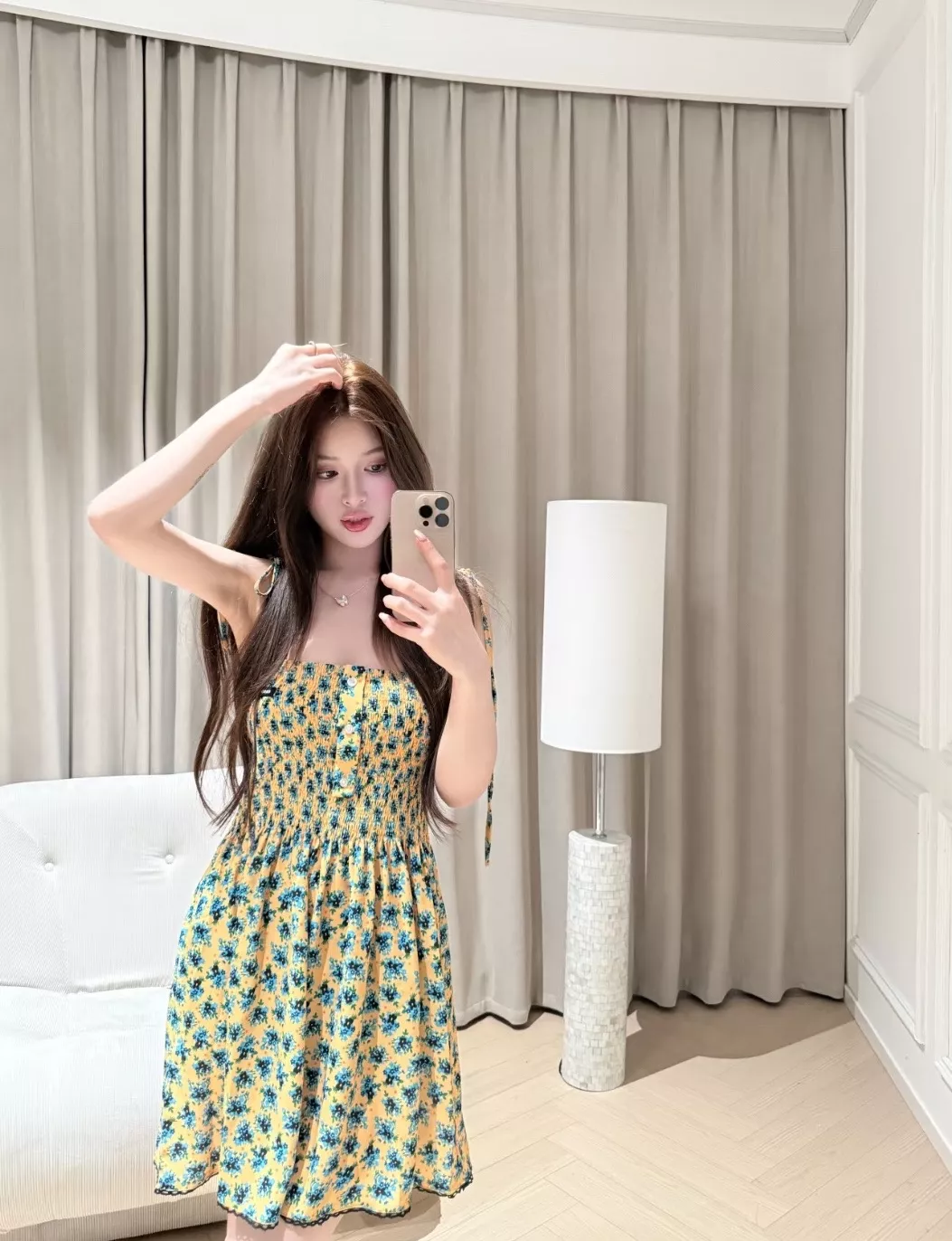 미우미우 플라워 패턴 슬리브리스 미니 드레스 상세 이미지 28
