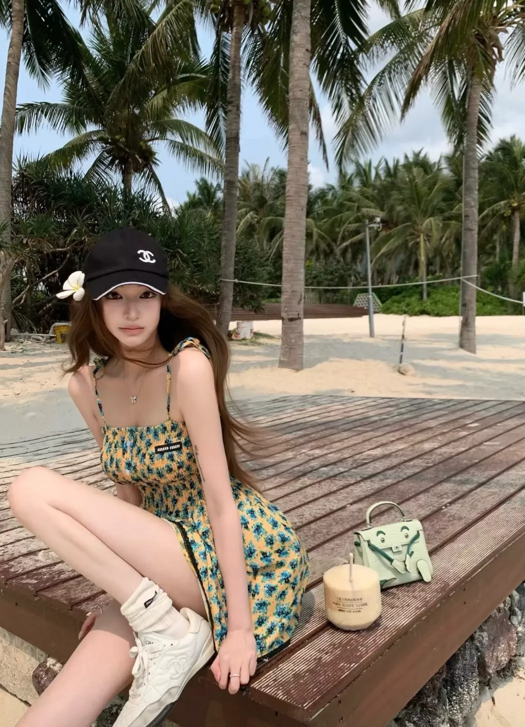 미우미우 플라워 패턴 슬리브리스 미니 드레스 상세 이미지 7