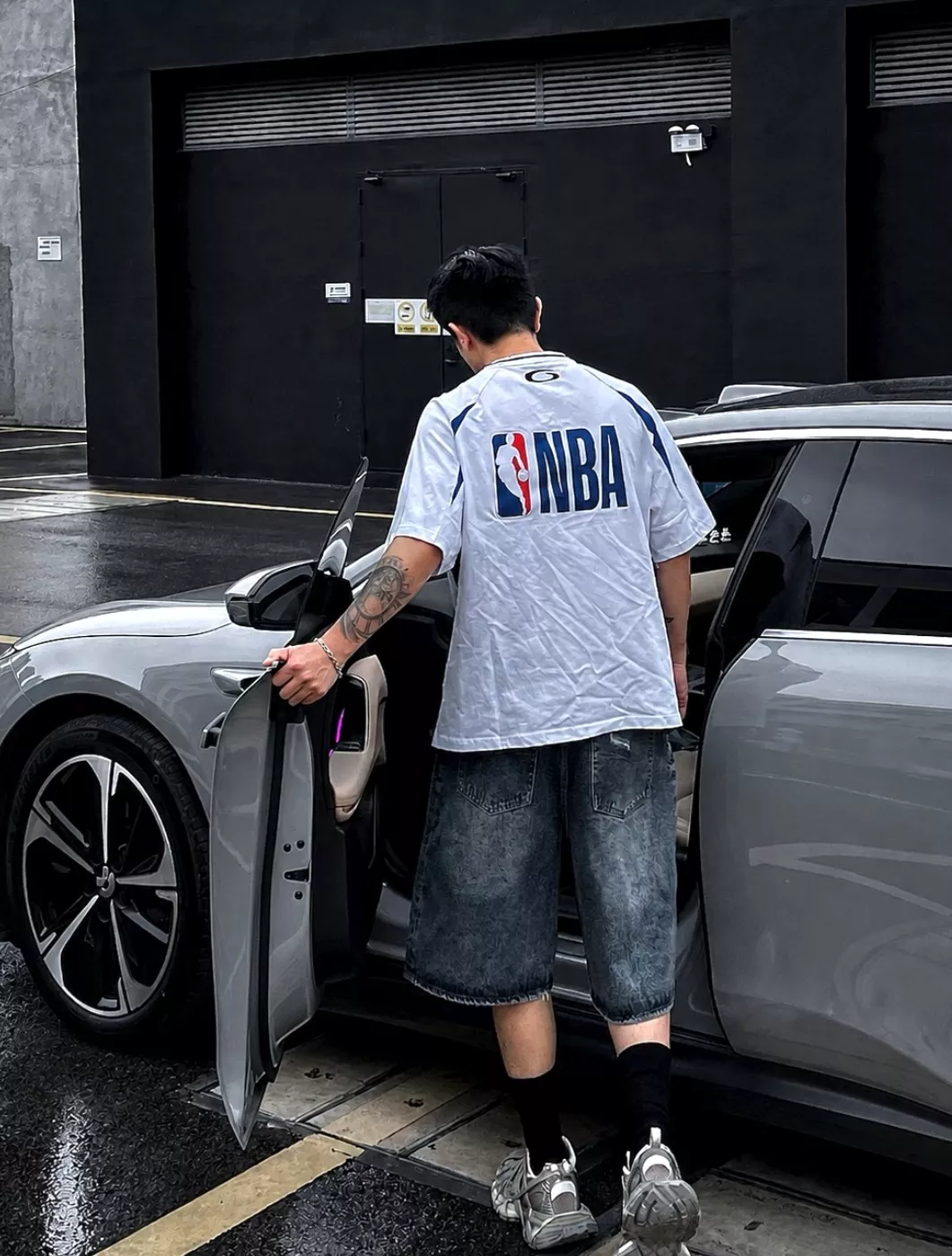 발렌시아가 엔비에이 콜라보 자수 로고 배색 반팔 탑 상세 이미지 9