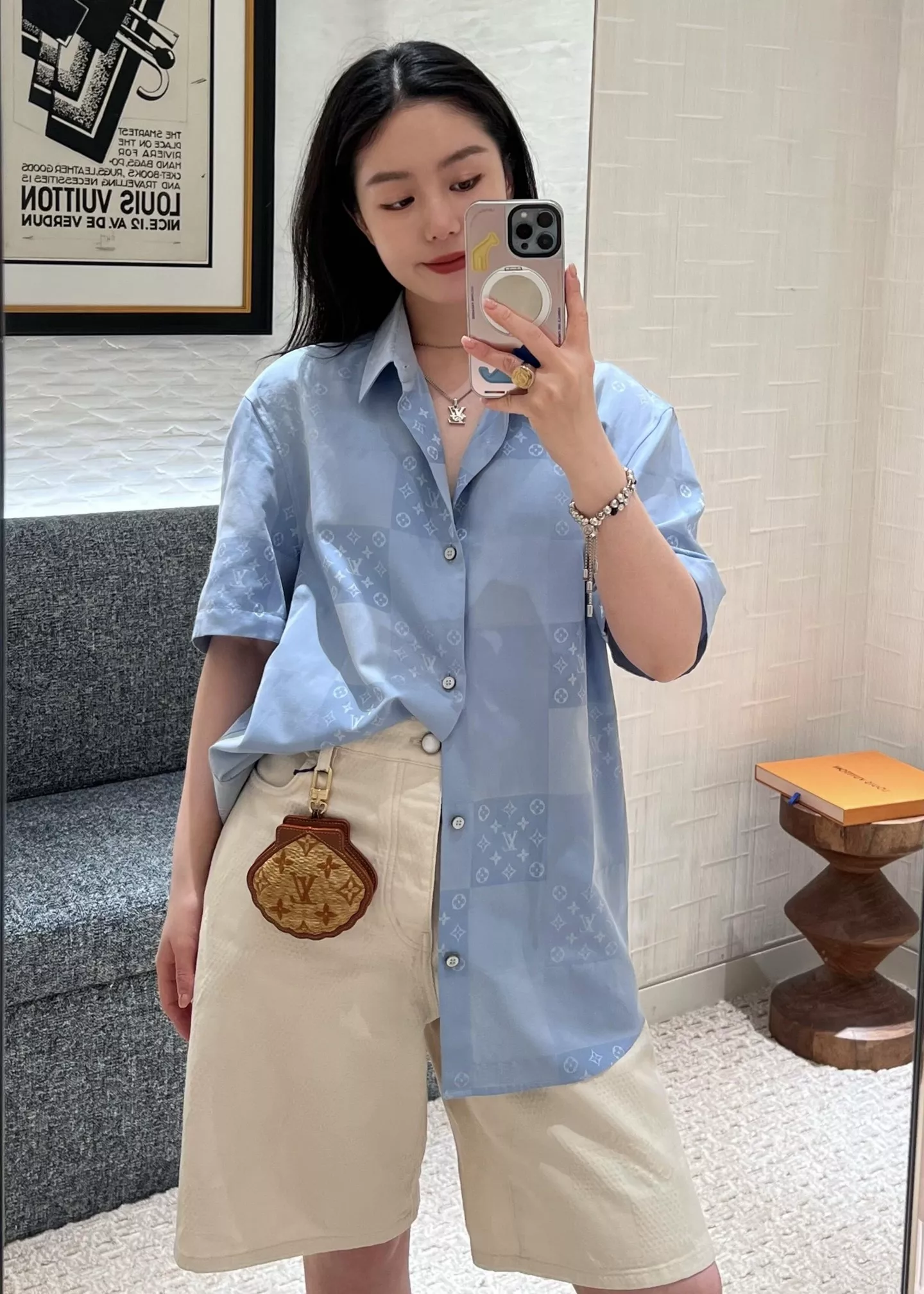 루이비통 자카드 패치워크 반팔 셔츠 상세 이미지 20