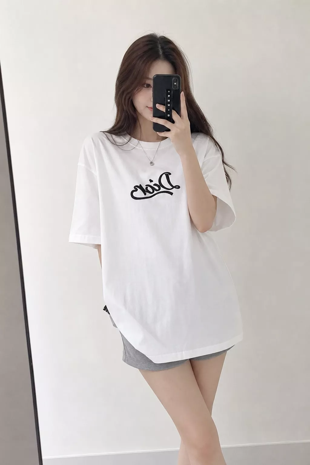 디올 CD 필기체 자수 반팔 탑 상세 이미지 11