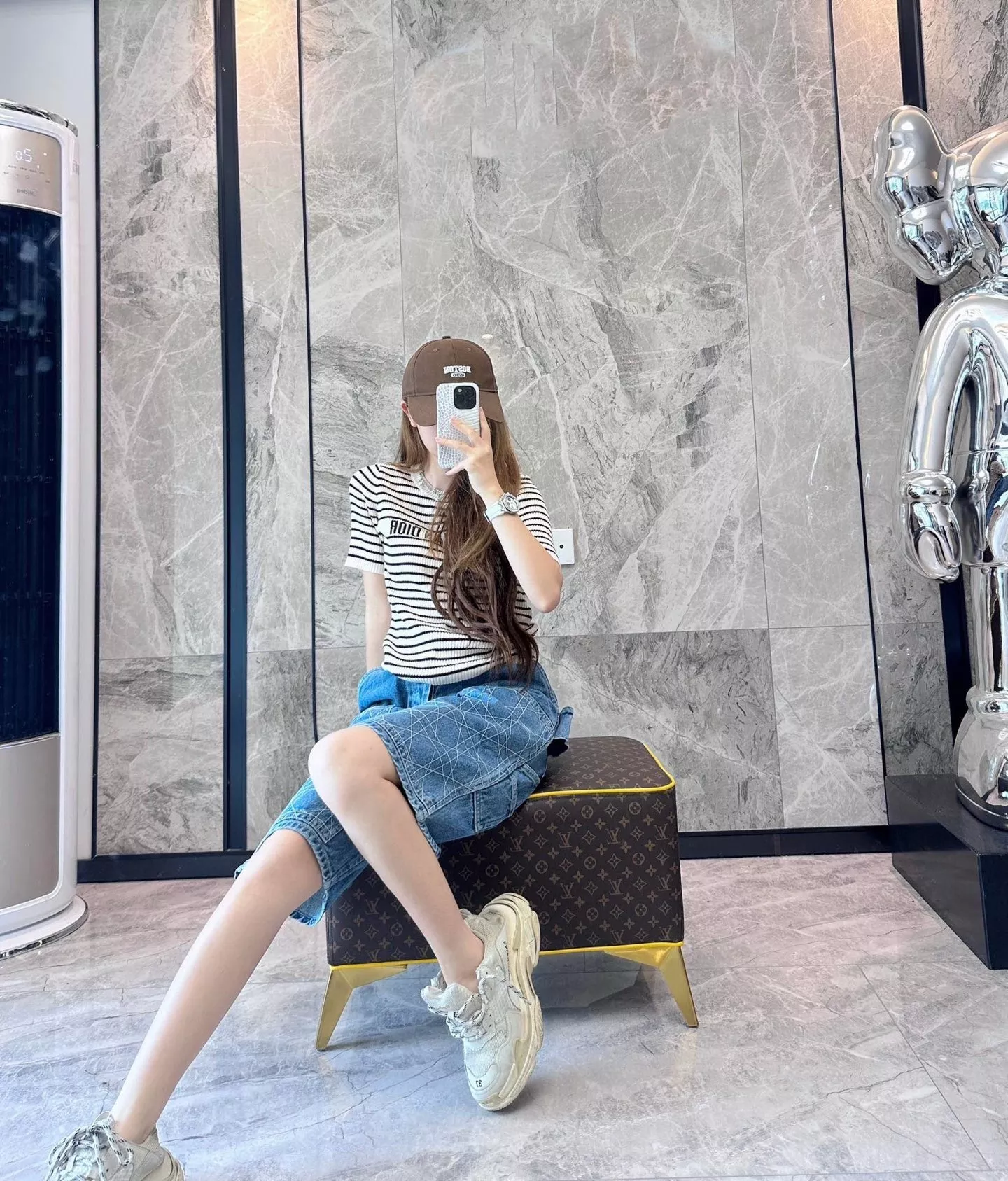 디올 등나무 격자 자수 워크 데님 반바지 상세 이미지 15